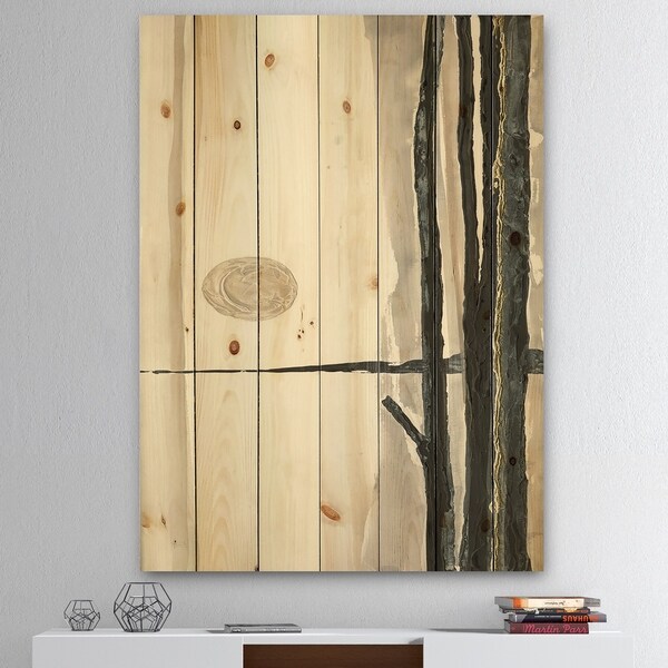 Designart 'Forest Silhouette I' Modern Farmhouse Print on Natural Pine Wood - Black