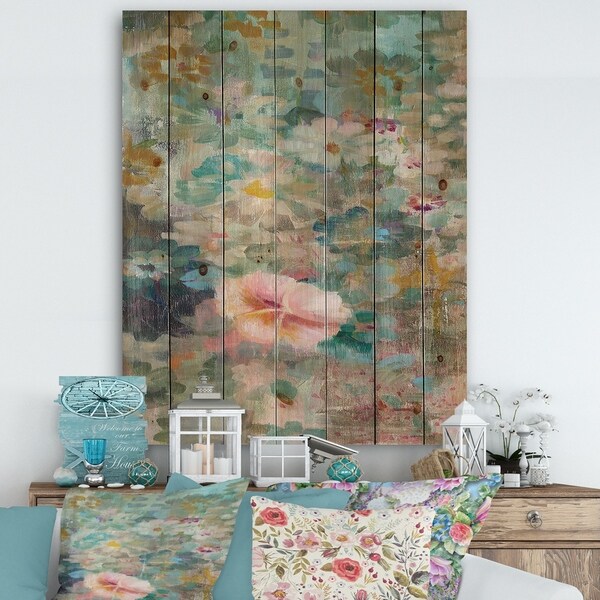 Porch & Den Flower Shower II' Print on Natural Pine Wood