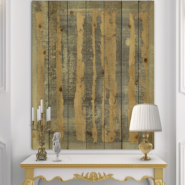 Designart 'Glam Metallic Form IV' Modern & Transitional Print on Natural Pine Wood - Grey