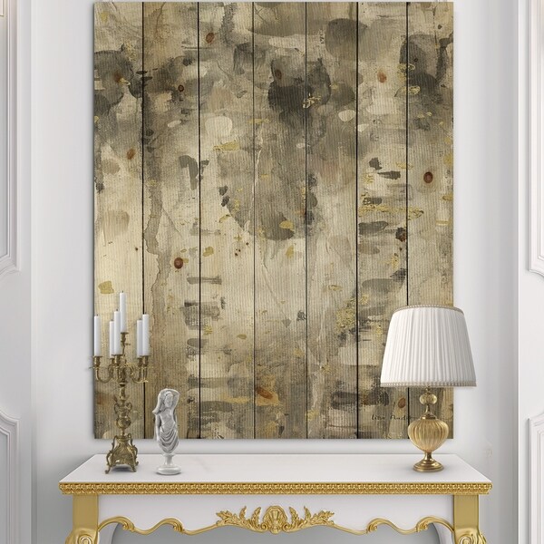 Designart 'The Modern Grey Forest I' Farmhouse Print on Natural Pine Wood
