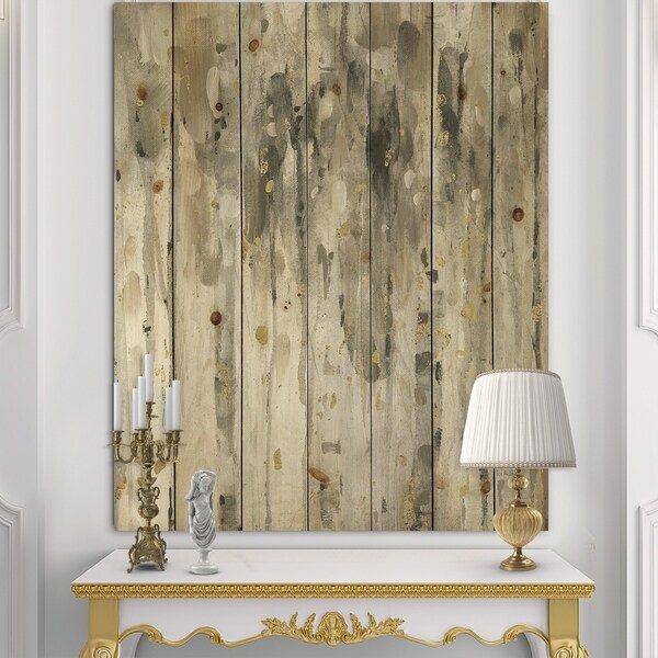 Designart 'The Modern Grey Forest IV' Farmhouse Print on Natural Pine Wood