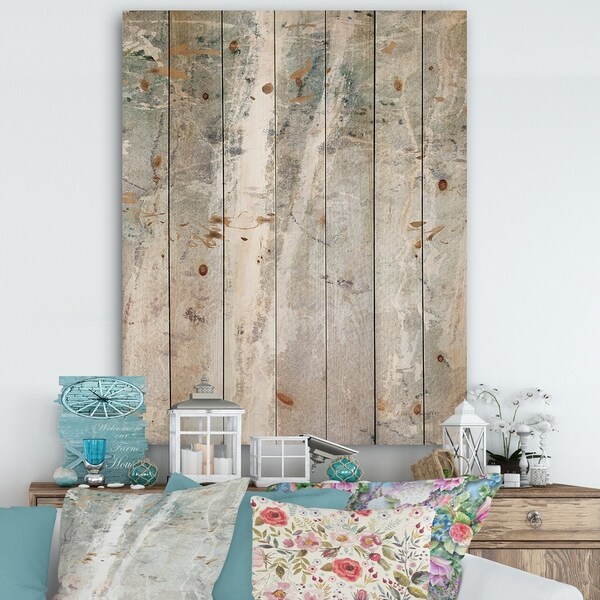 Designart 'A Woodland Walk into the Forest II' Modern Farmhouse Print on Natural Pine Wood - Grey