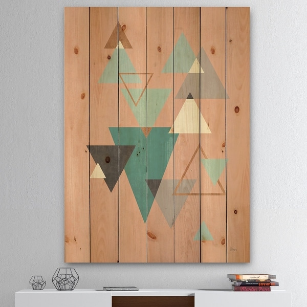 Designart 'Geometric hexagons Pattern III' Transitional Print on Natural Pine Wood - Multi-color