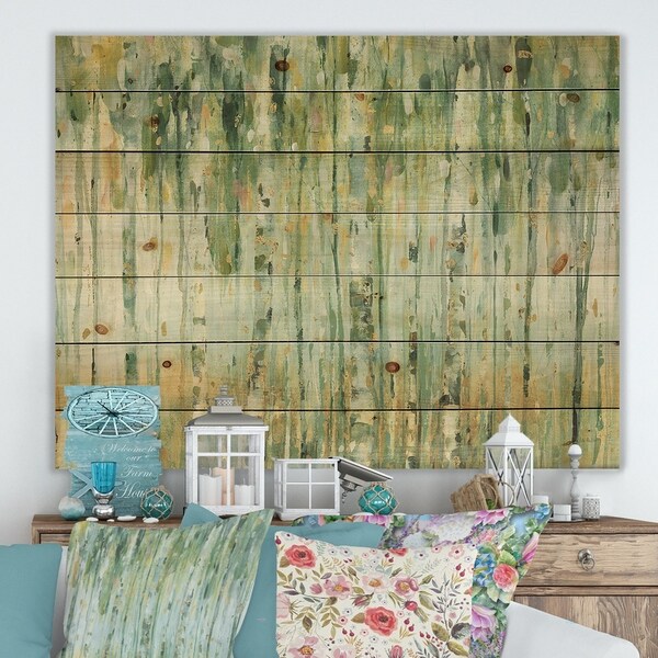 Porch & Den Golden Birch Forest V' Print on Natural Pine Wood