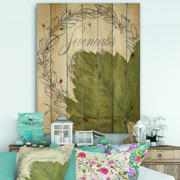 Designart 'French Chateau White Wine I' Food and Beverage Print on Natural Pine Wood - Grey