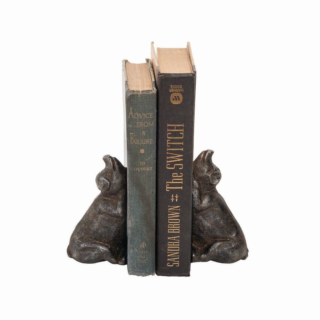 Foreside Home & Garden Cast Iron Set of 2 Pig Bookends - 2.25x2.75x10.25