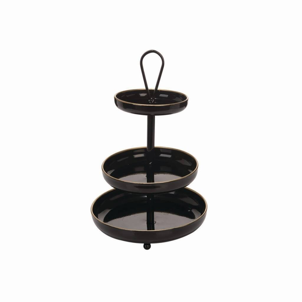3-Tier Metal Tray Black & Gold