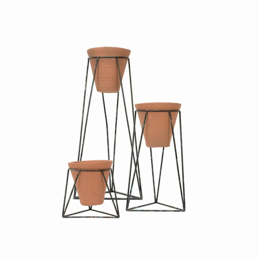 Planters with Clay Pots, Set of 3