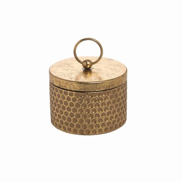Foreside Box Foreside Home & Garden Gold Hammered Metal Decorative Metal Storage ...
