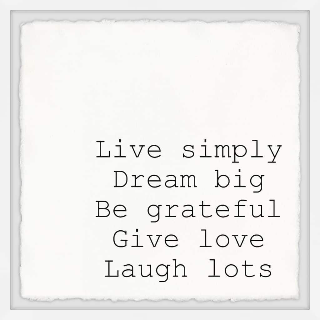 'Live Simply Dream Big III' Framed Painting Print - Multi-Color