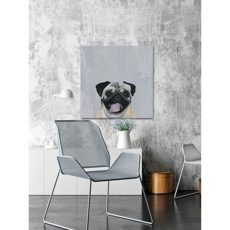 'Laughing Puppy' Painting Print on Wrapped Canvas - Multi-Color