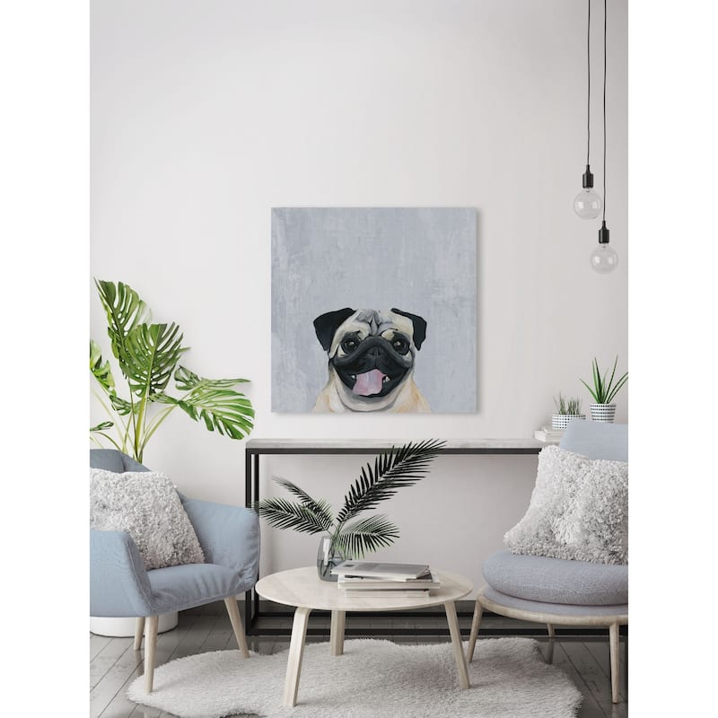'Laughing Puppy' Painting Print on Wrapped Canvas - Multi-Color