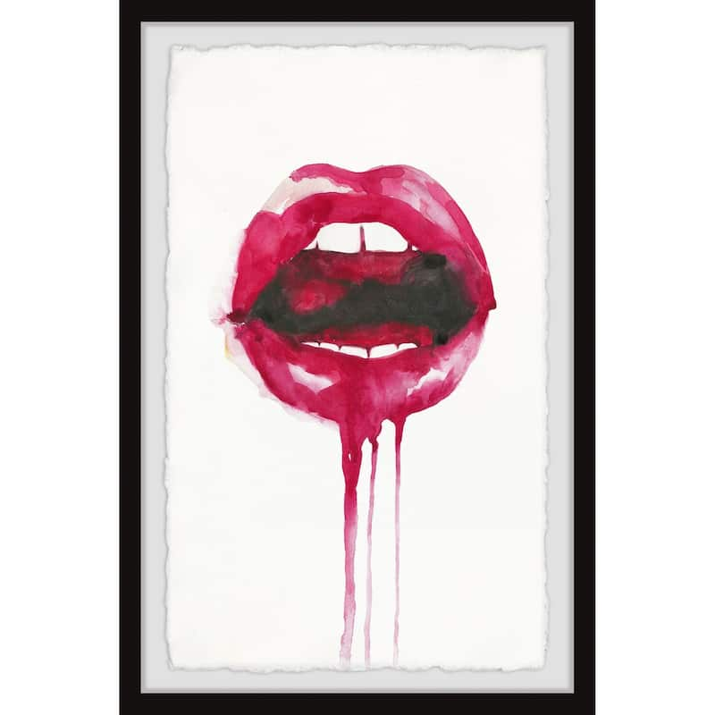 'Adorable Lips' Framed Painting Print - Multi-Color - 24 x 36