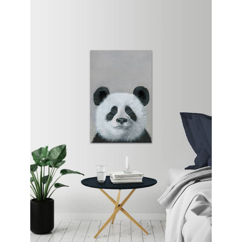'Panda in Deep Thought' Painting Print on Wrapped Canvas - Multi-Color