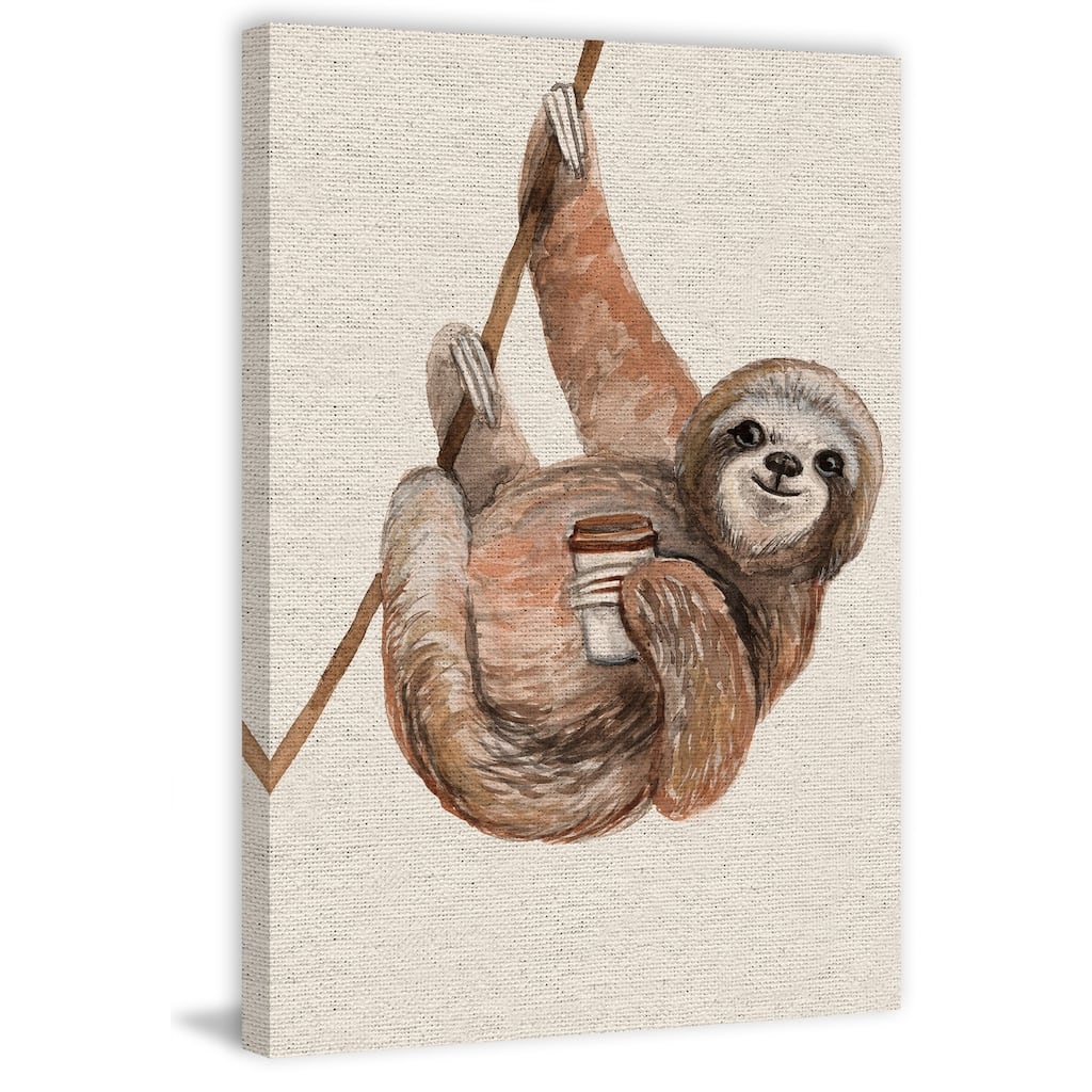'Hanging Sloth II' Painting Print on Wrapped Canvas - Multi-Color