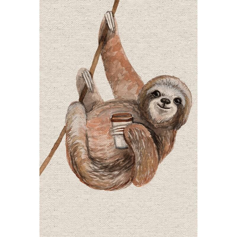 'Hanging Sloth II' Painting Print on Wrapped Canvas - Multi-Color