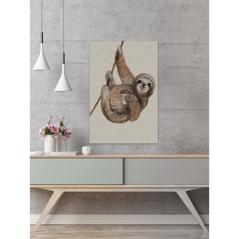 'Hanging Sloth II' Painting Print on Wrapped Canvas - Multi-Color