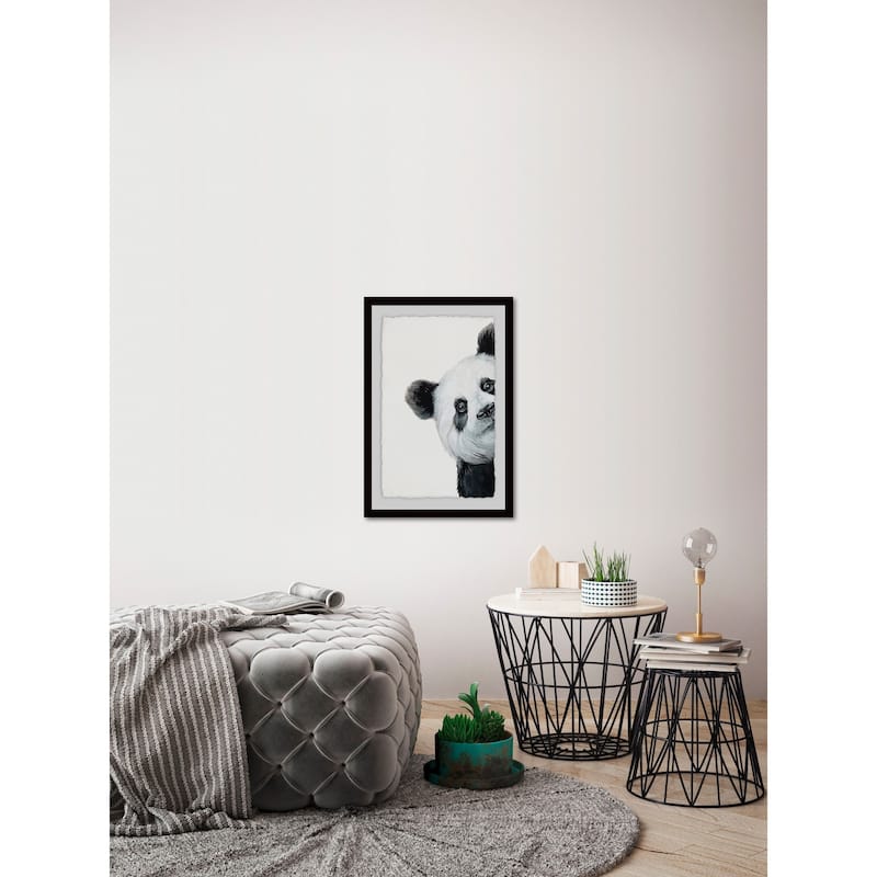 'Peekaboo Panda' Framed Painting Print - Multi-Color