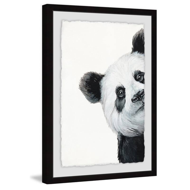 'Peekaboo Panda' Framed Painting Print - Multi-Color