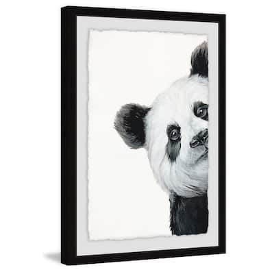 'Peekaboo Panda' Framed Painting Print - Multi-Color