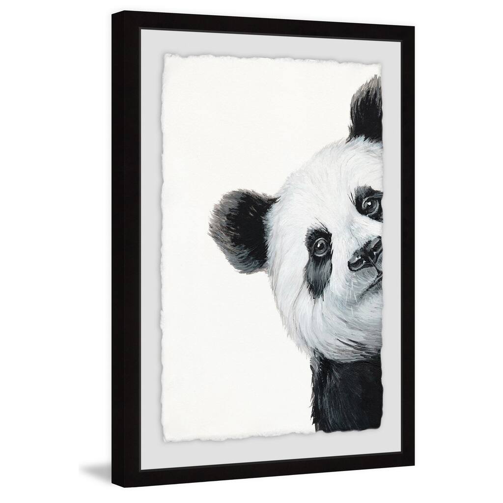 'Peekaboo Panda' Framed Painting Print - Multi-Color