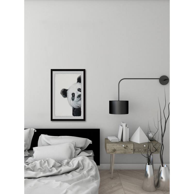 'Peekaboo Panda' Framed Painting Print - Multi-Color