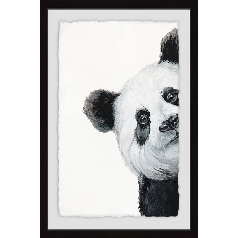 'Peekaboo Panda' Framed Painting Print - Multi-Color