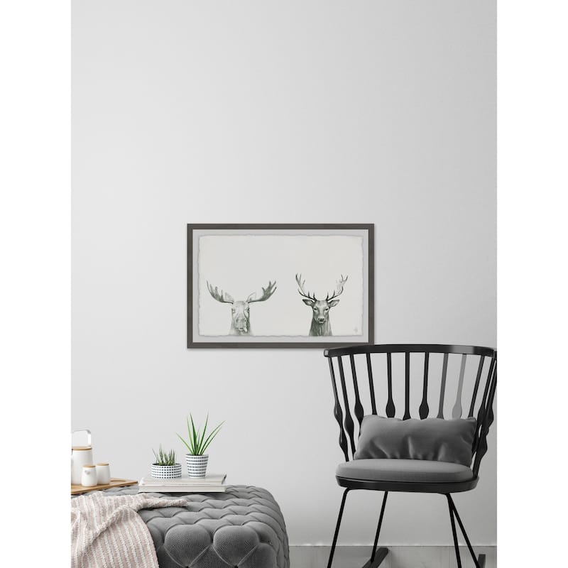 Antler Pair' Framed Painting Print - Multi-Color
