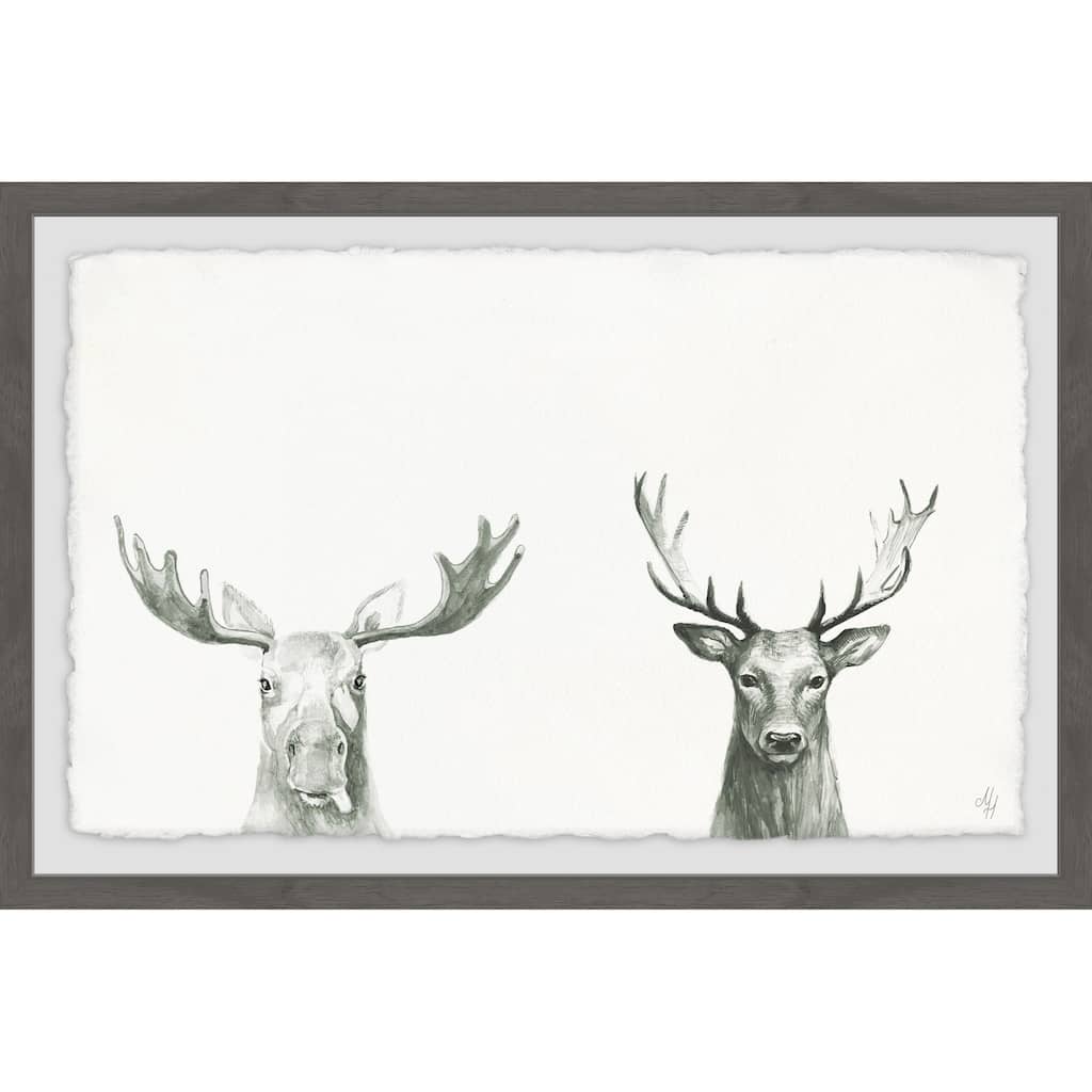 Antler Pair' Framed Painting Print - Multi-Color