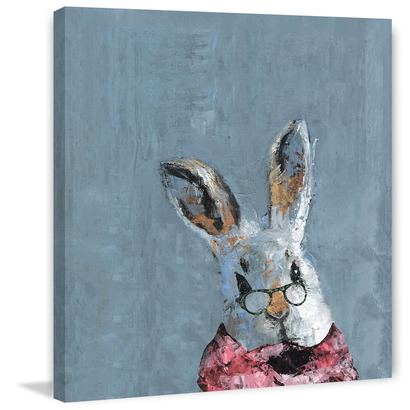 'Granny Bunny' Painting Print on Wrapped Canvas - Multi-Color - 18 x 18