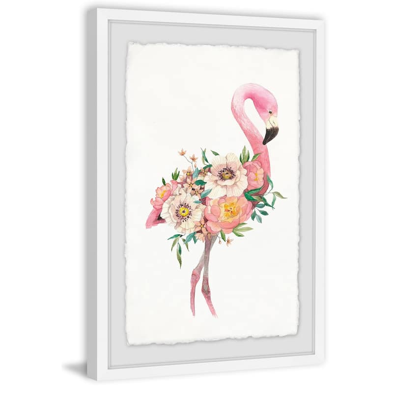 'Floral Flamingo' Framed Painting Print - Multi-Color