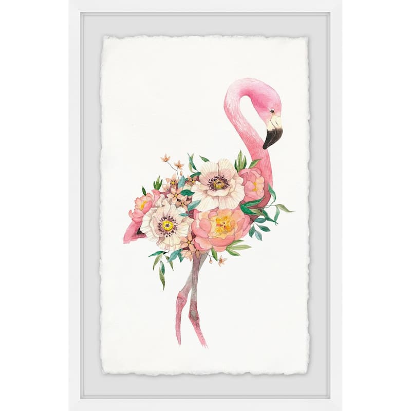 'Floral Flamingo' Framed Painting Print - Multi-Color