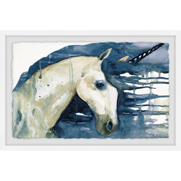 Shop Marmont Hill Handmade Blue Unicorn Framed Print Overstock
