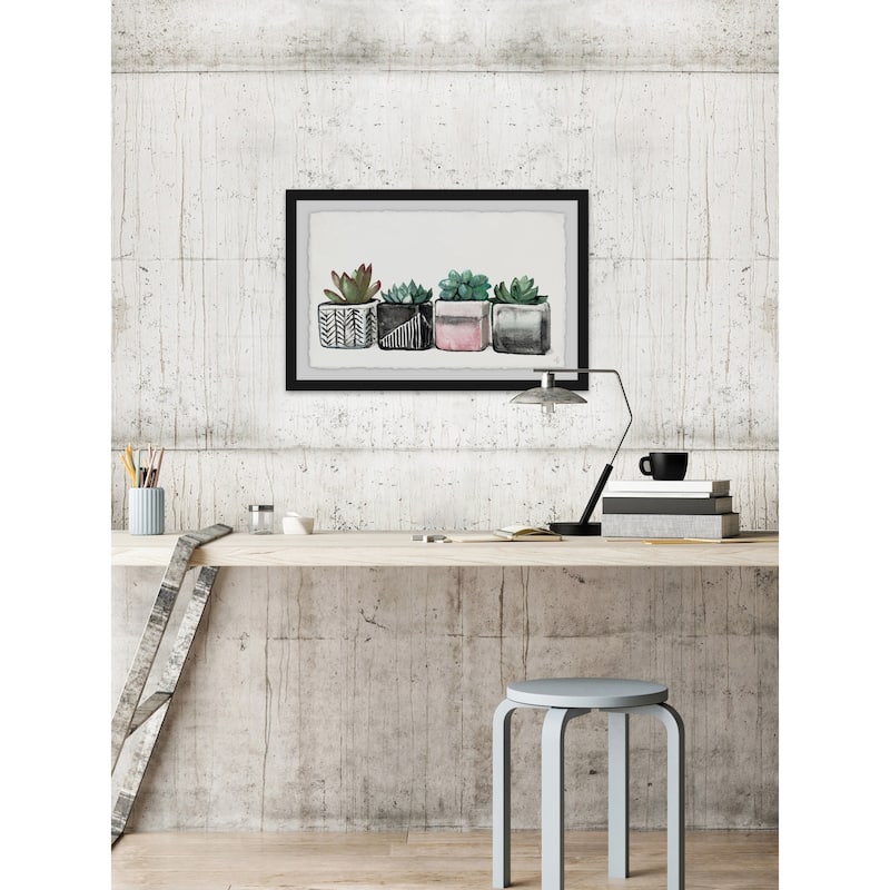 'Succulent Party' Framed Painting Print - Multi-Color