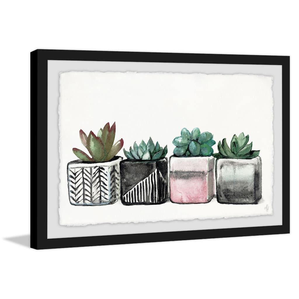 'Succulent Party' Framed Painting Print - Multi-Color