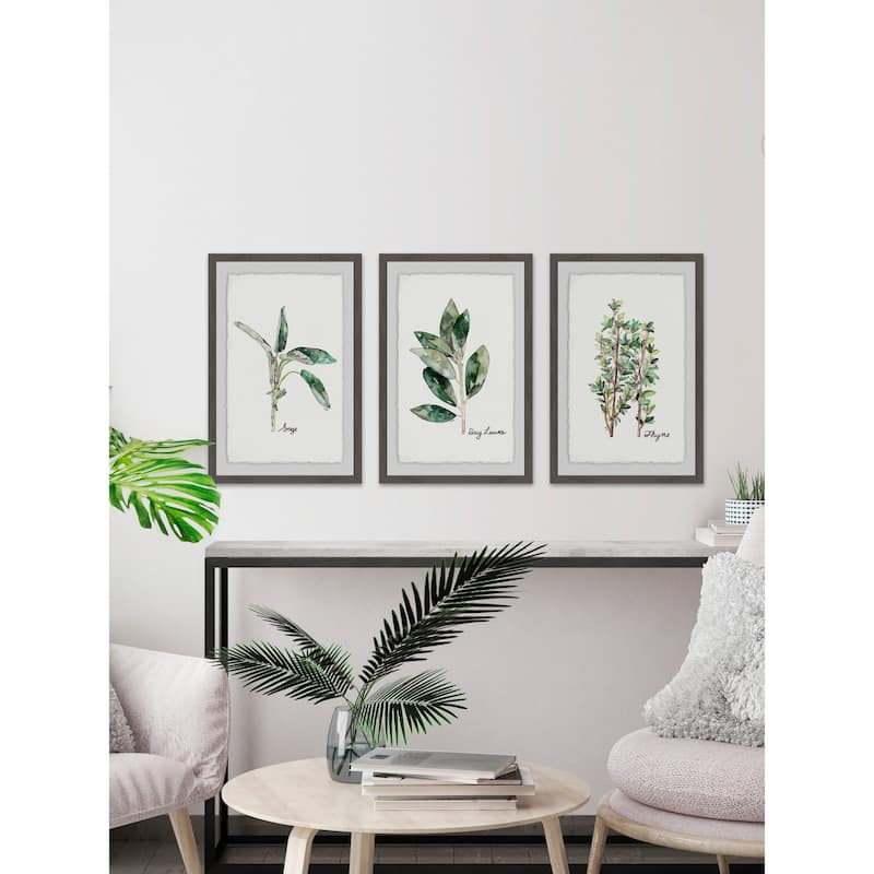 Marmont Hill - Handmade Herb Trio Triptych - Multi-Color