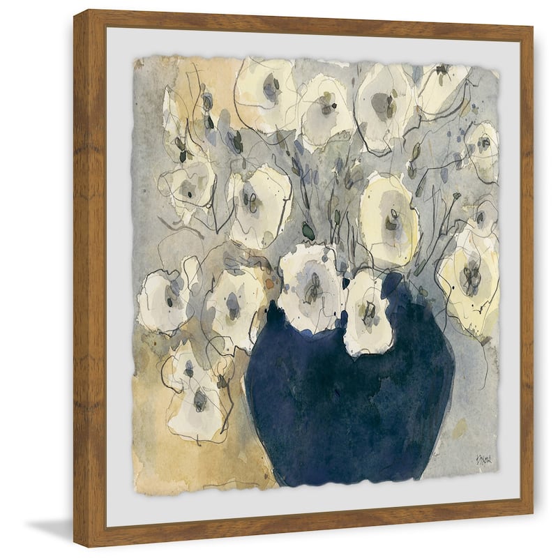 White Blossom Study I' Framed Painting Print - Multi-Color