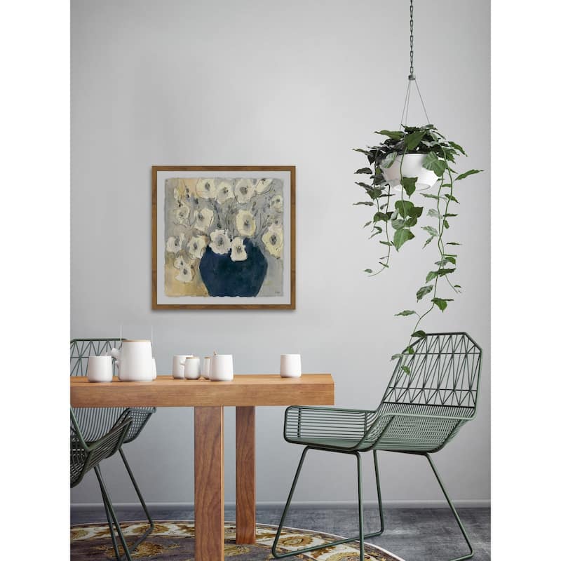 White Blossom Study I' Framed Painting Print - Multi-Color