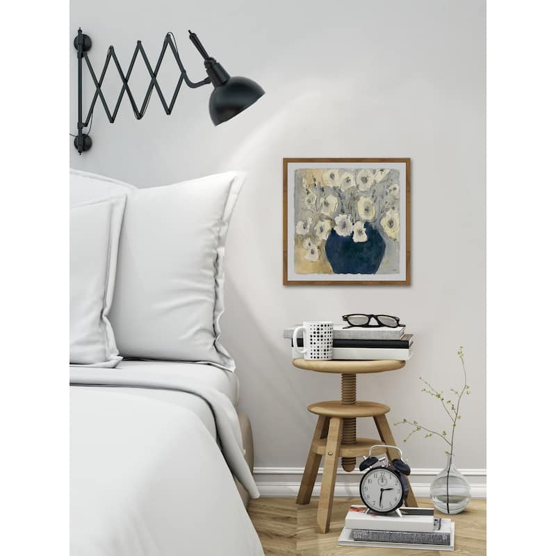 White Blossom Study I' Framed Painting Print - Multi-Color