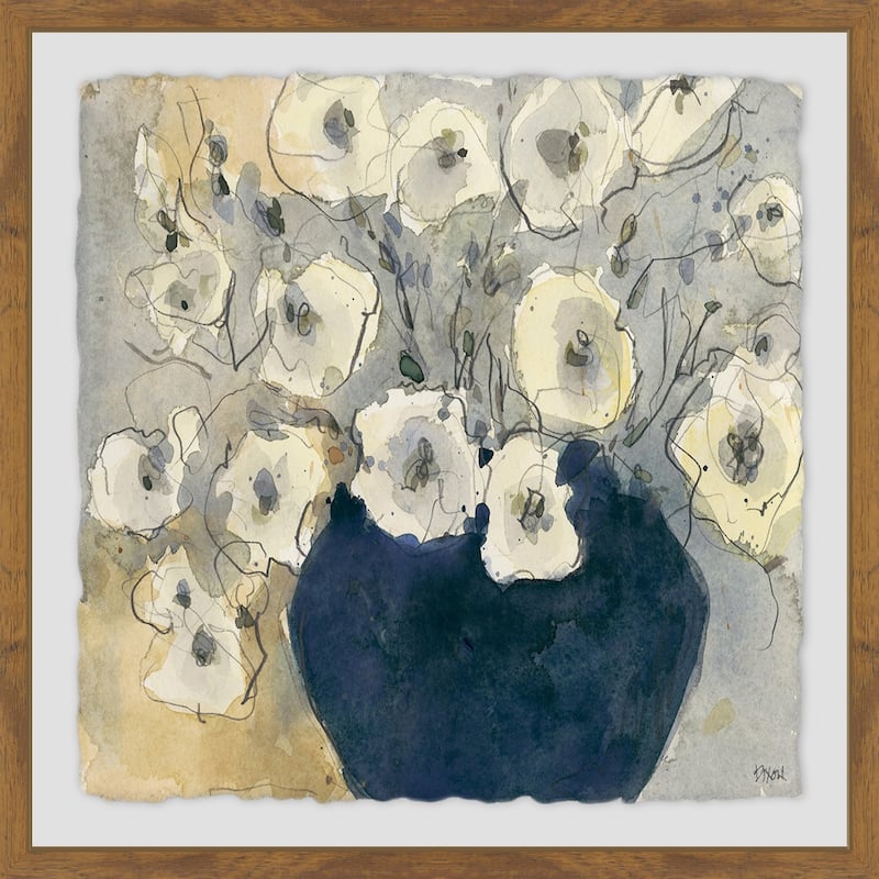 White Blossom Study I' Framed Painting Print - Multi-Color