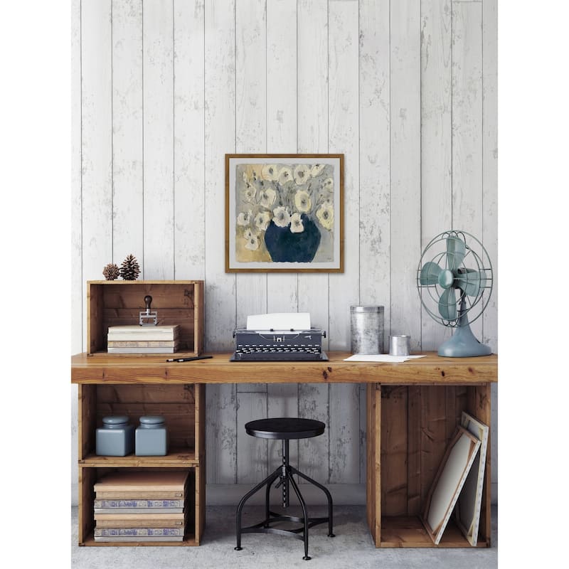 White Blossom Study I' Framed Painting Print - Multi-Color