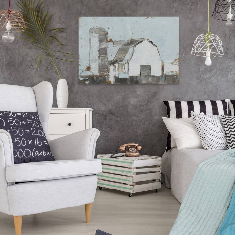 The Gray Barn 'Barn and Silo II' Painting Print on Wrapped Canvas - Multi-Color