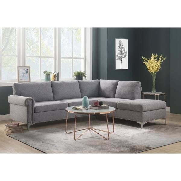 Seduva Contemporary Sleek Design Sectional Sofa In Gray Sleek Design Sectional Sofa