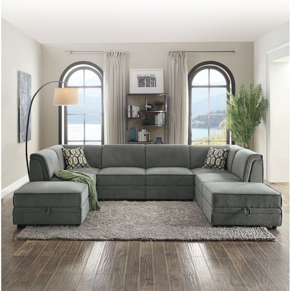 Shop Veisiejai 8 Piece Modular Sectional Sofa Upholstered in Grey