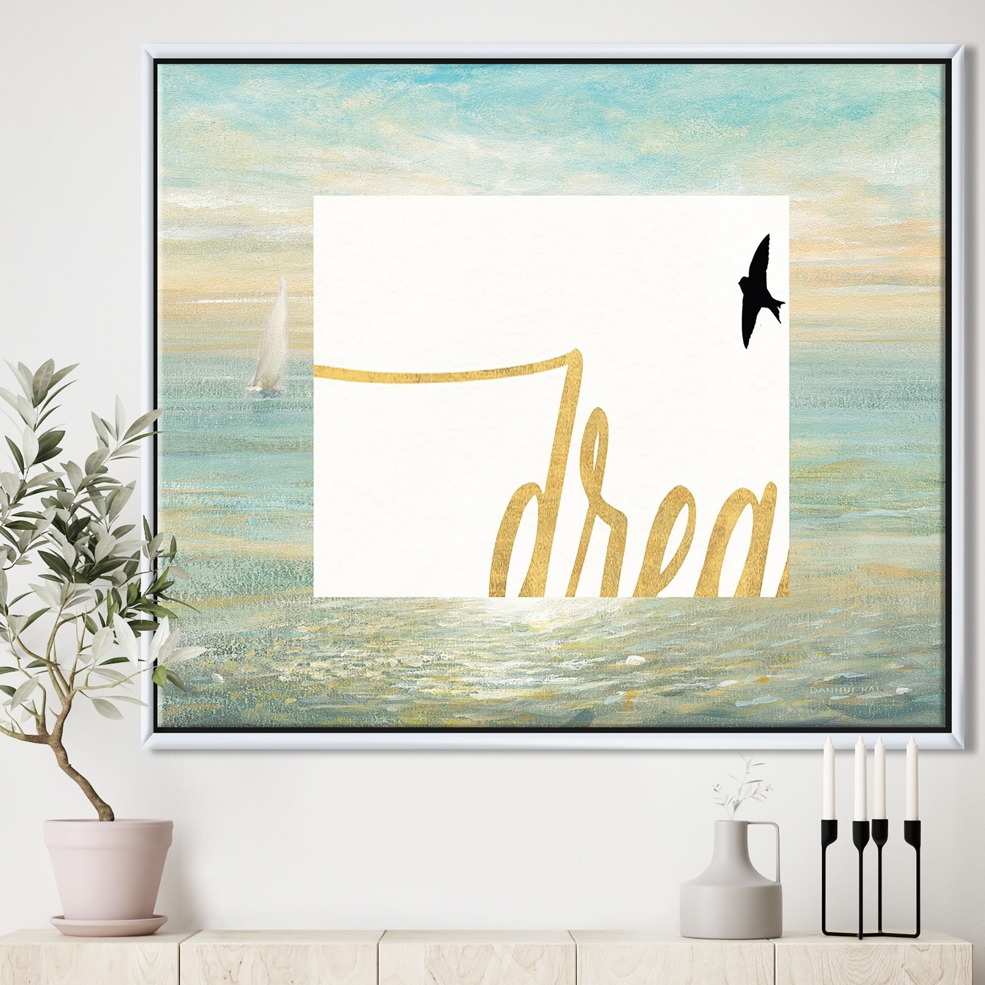 Shop Designart Family Of Birds On Gold Words Ii Cottage Framed