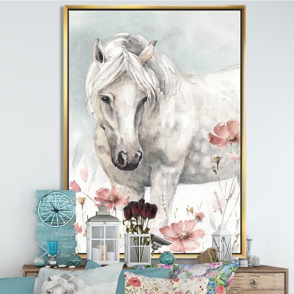 Shop Designart Watercolors Pink Wild Horses I Farmhouse Framed