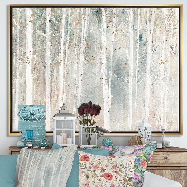 Porch & Den A Woodland Walk into the Forest III' Farmhouse Framed Canvas - Grey