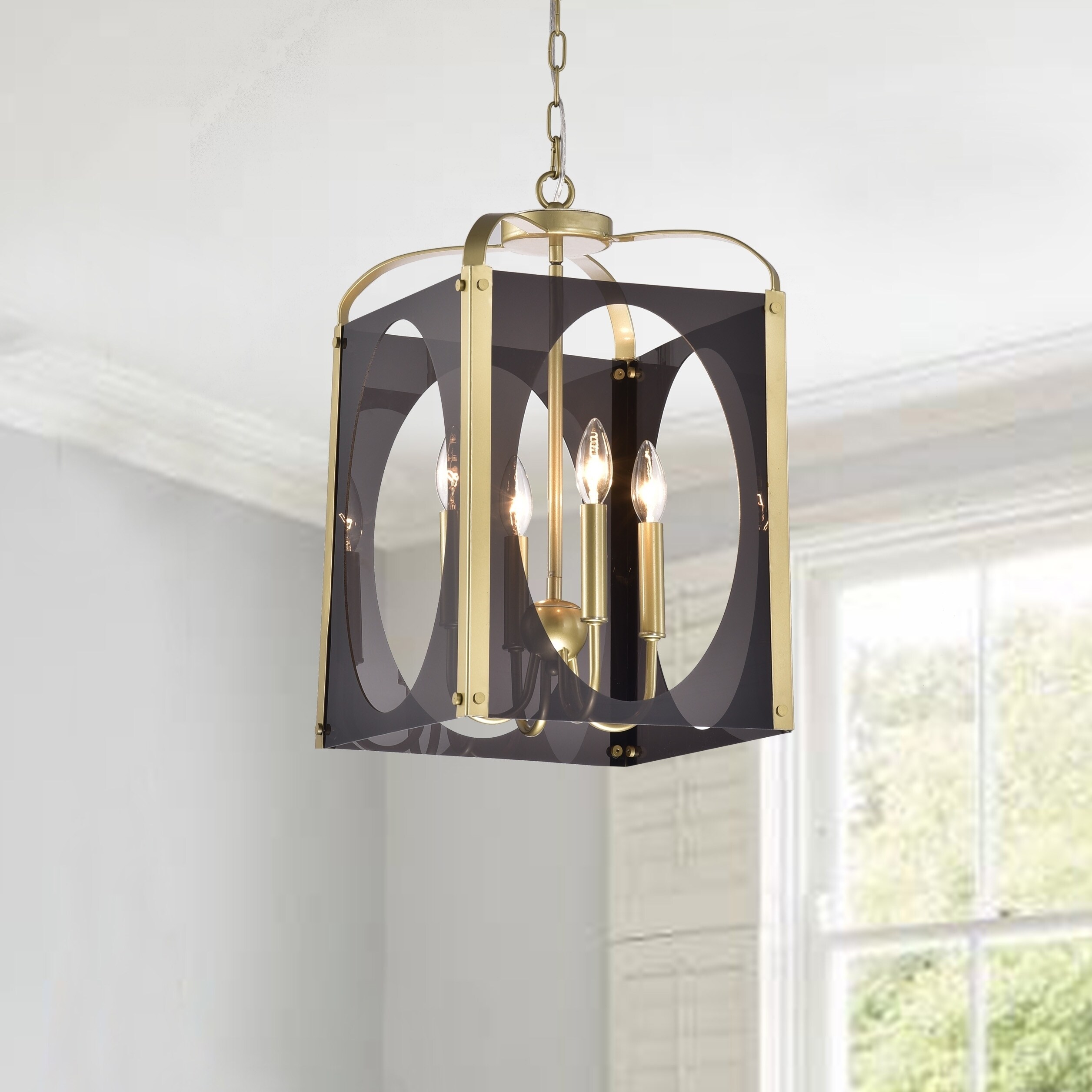 Ashley 4-light Soft Golden Pendant Chandelier with Smoked Diffuser - Chandeliers For Bedrooms by Overstock.com