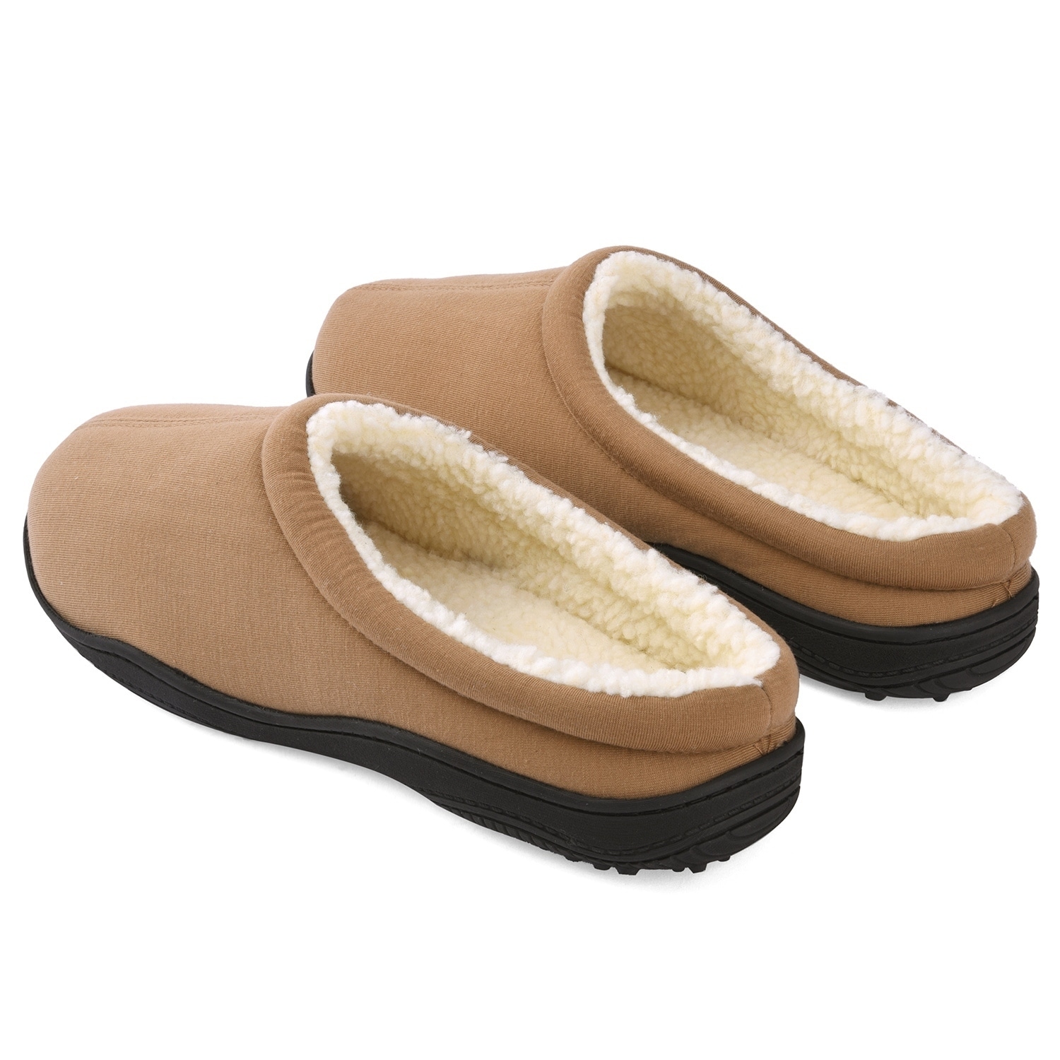 Medium, Black Sole Selection Clogs Shoes Fur Lined Slippers Winter Breathable Indoor Outdoor Walking Warm Non-Slip House Shoes for Men