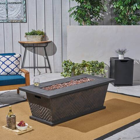 Meyer Outdoor Wicker/Concrete 56-inch 50,000 BTU Fire Pit by Christopher Knight Home